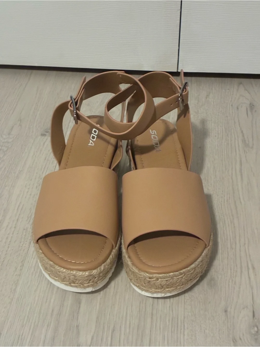 Soda Tan Platform Espadrille Ankle-Strap Sandals - NWOT- 9